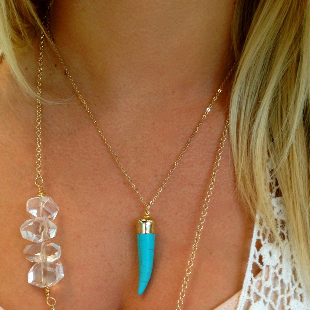 Jordann Jewelry Magnolia Rock Candy & Turquoise Horn Necklace Set