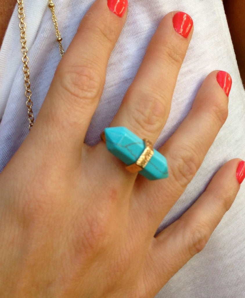 Turquoise Double Spike Ring