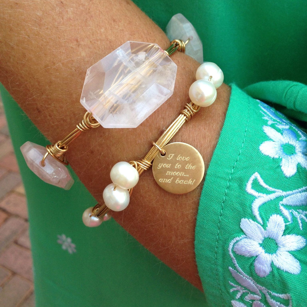 I Love You to the Moon and Back Pretty Pearl Bangle Set