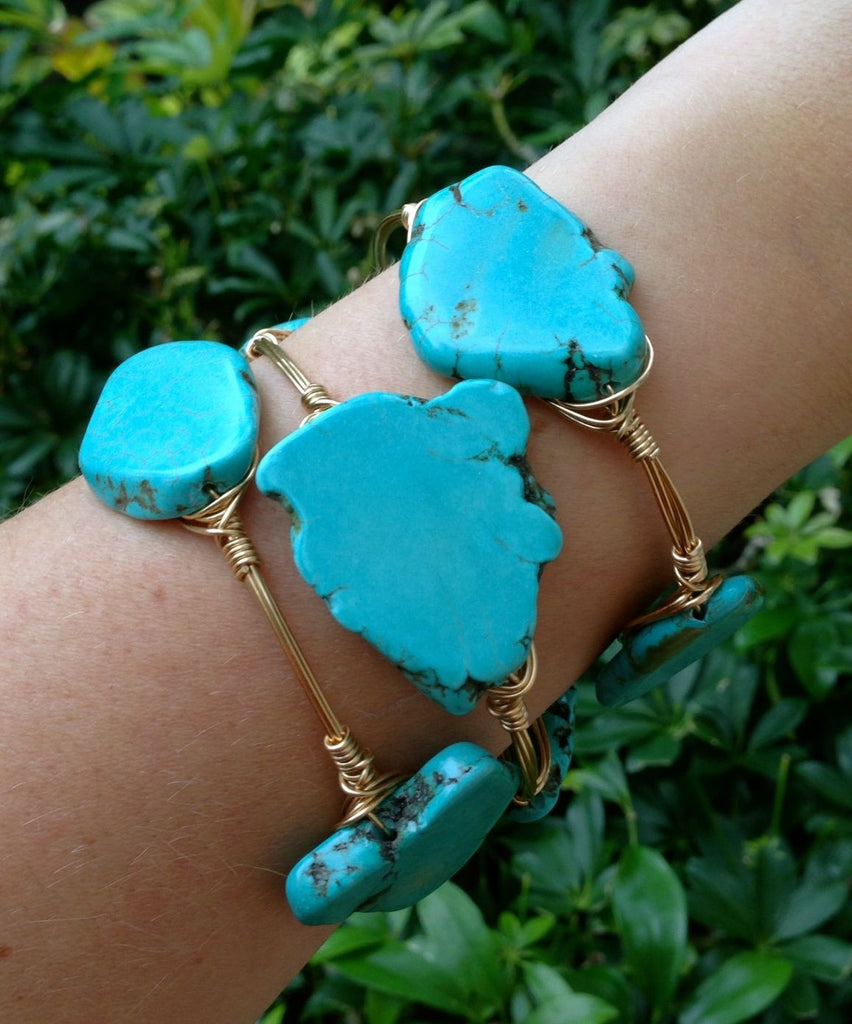 Turquoise Rock Candy Wire Wrapped Bangle