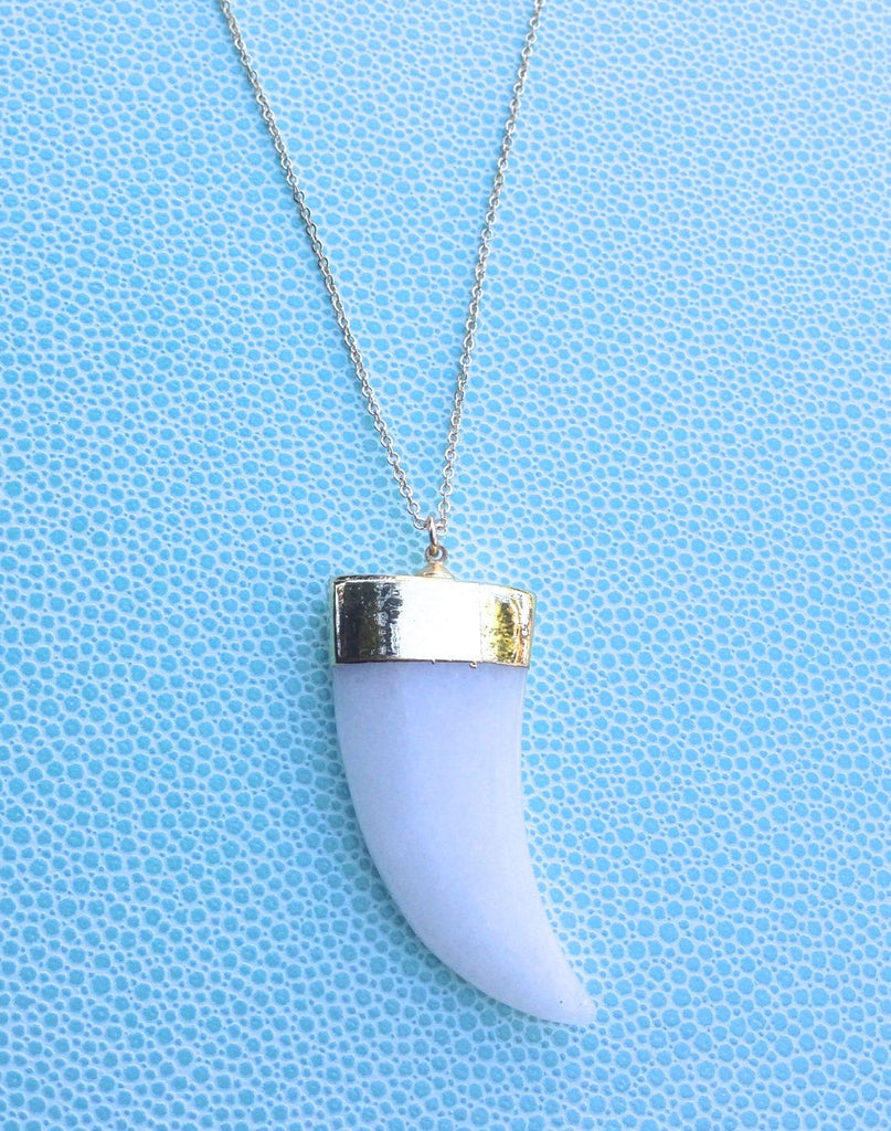 Genuine White Jade Horn Necklace