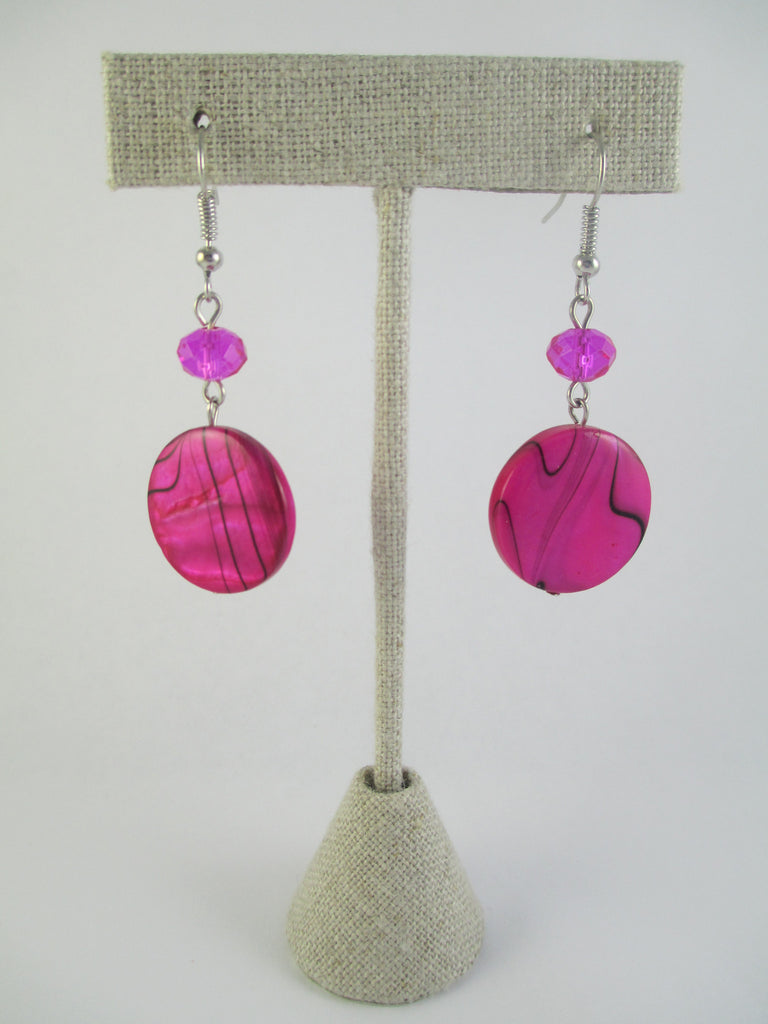 Hot Pink Disc Earrings