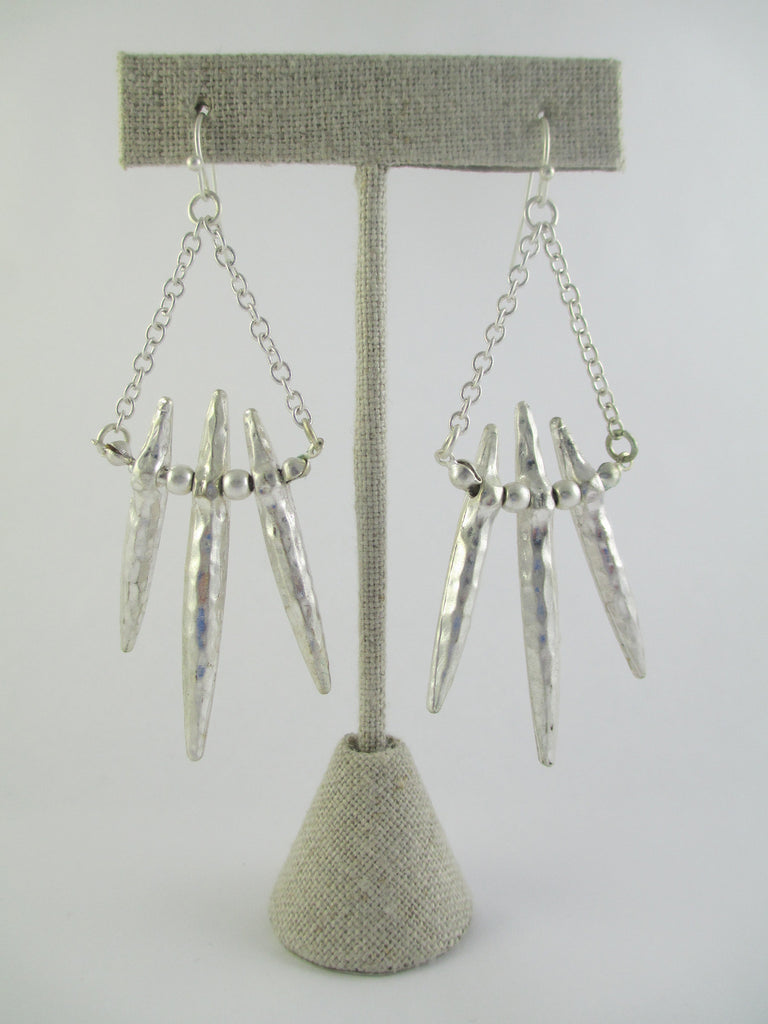Silver Spike & Chain Earrings