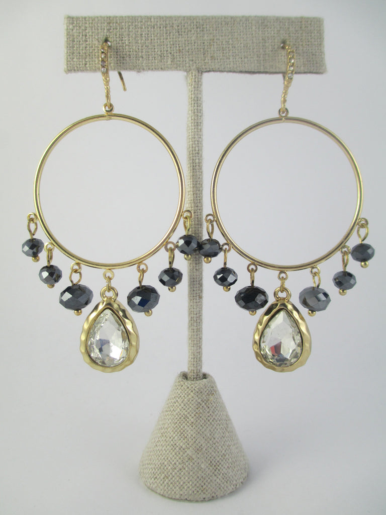 Tear Drop Crystal Hoop Earrings