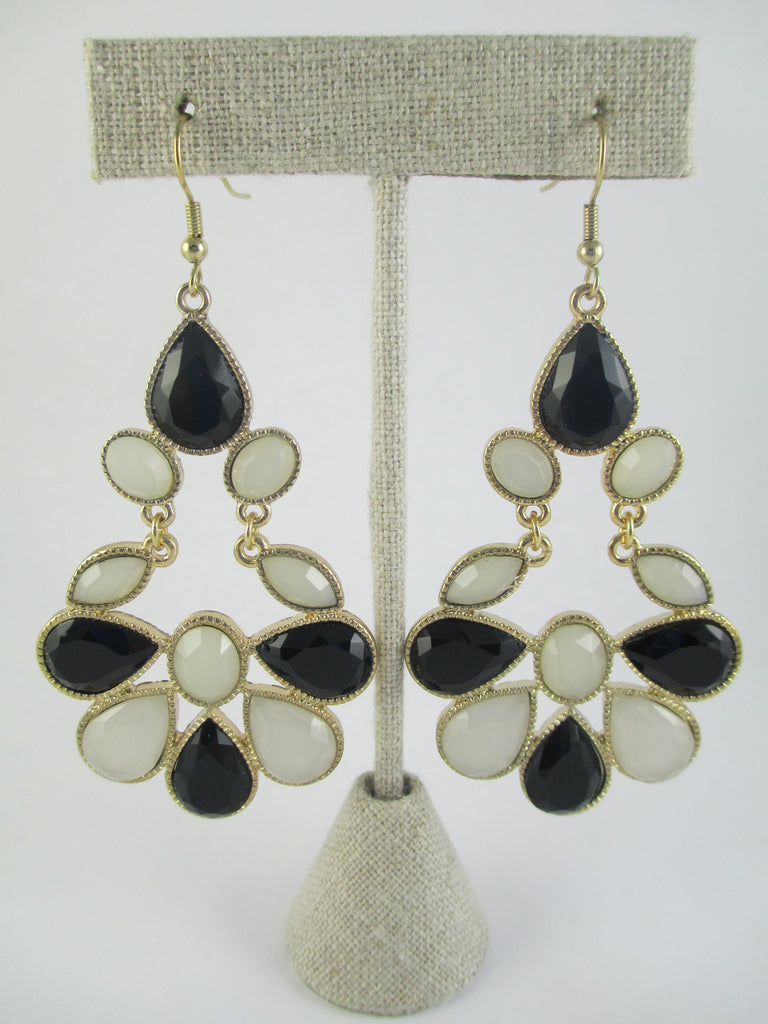 Black and White Jeweled Earrings