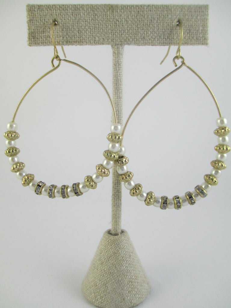 Pearl and Crystal Hoop Earrings