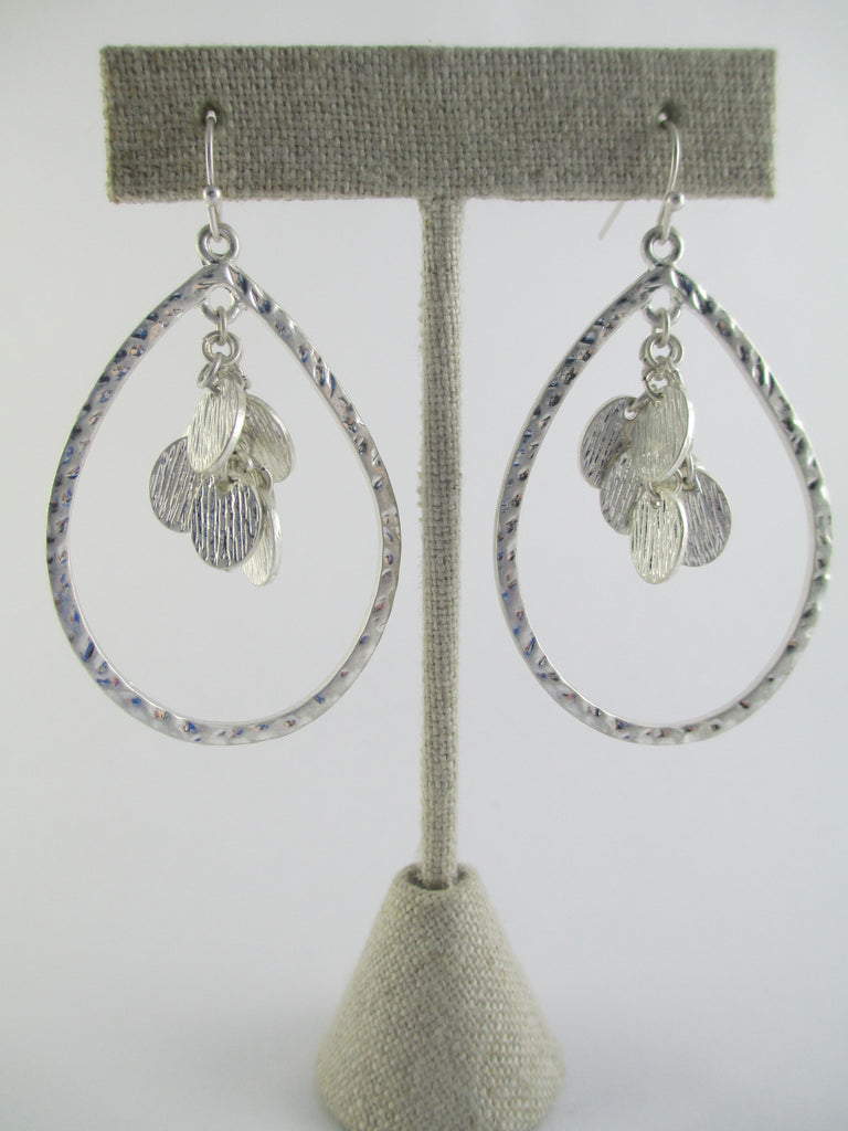Silver Hammered Tear Drop Earrings