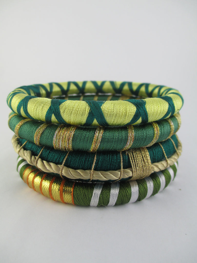 Green with Envy Thread Bangle Bracelet Set