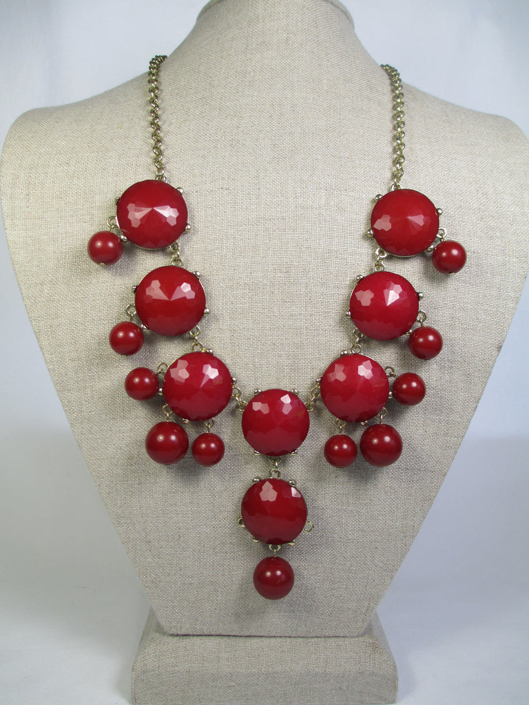 Crimson Bead Drop Necklace