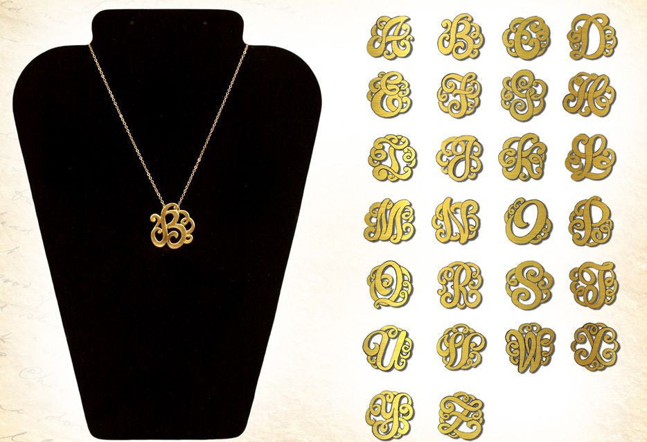 ILJA Lace Initial Necklace - Goldtone