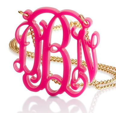** SPRING INTO COLOR ** Jordann Jewelry Acrylic Monogram Necklace - 1.6 Inch ** ILJA FAVORITE **