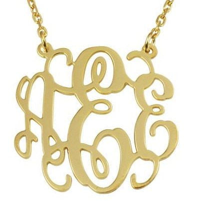 **SPECIAL ** Jordann Jewelry Gold Plated over Brass Monogram Necklace - 1.25 Inch ** ILJA FAVORITE **