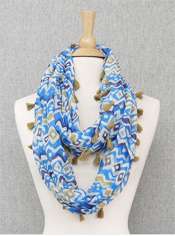 Navy Navajo Fringe Infinity Scarf