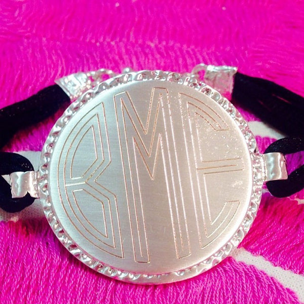 Monogram Disc Bracelet - Silk Cord