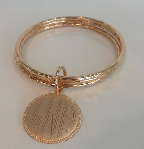 Monogram Triple Hammered Bangle Bracelet
