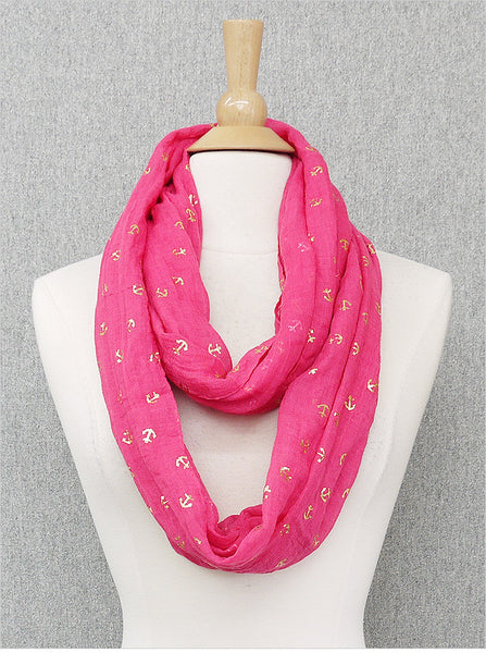 I Love Jewelry Auctions is the go-to place for Lightweight Infinity Scarves! Especially this Pink & Gold Anchor style that is Preppy, Nautical & Chic.