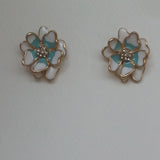Turquoise & White Flower Studs