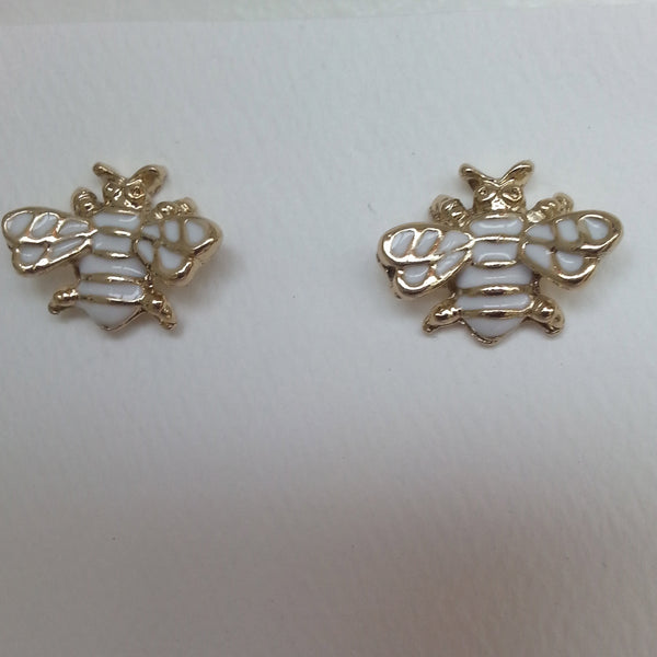 White Bumble Bee Studs