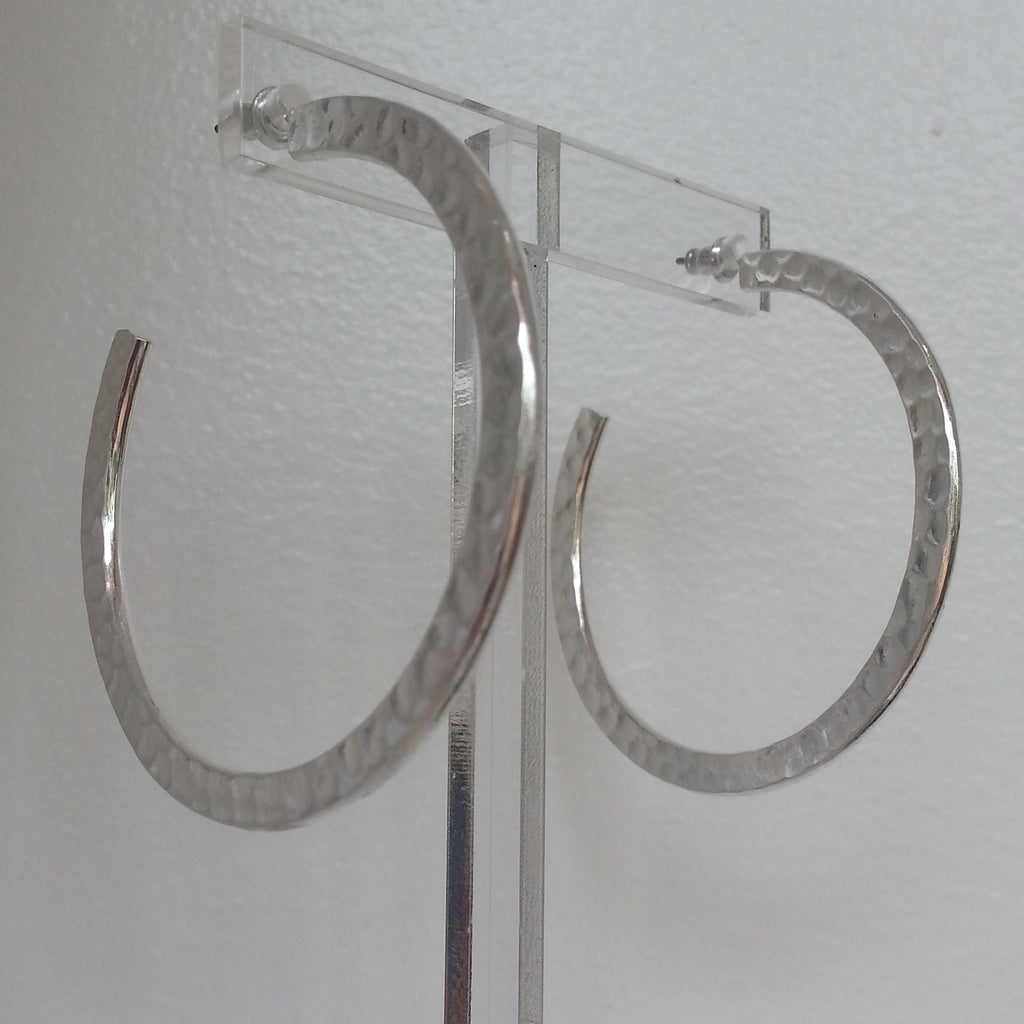 Silvertone Hammered Hoops