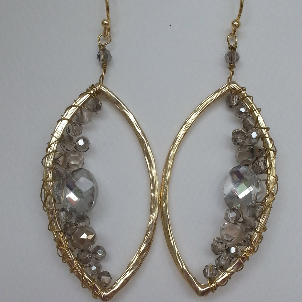 Hammered Smokey Stone Earrings