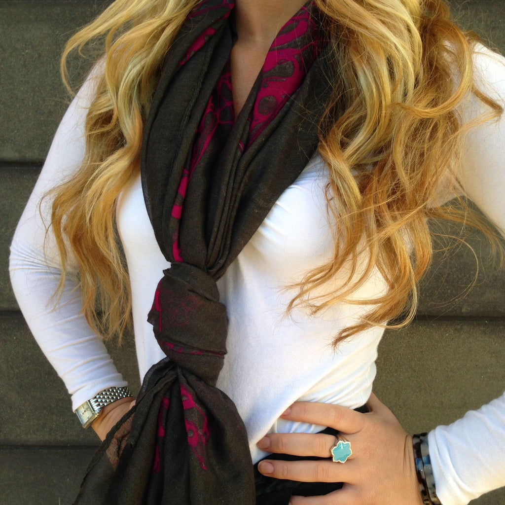 Gray & Magenta Scarf