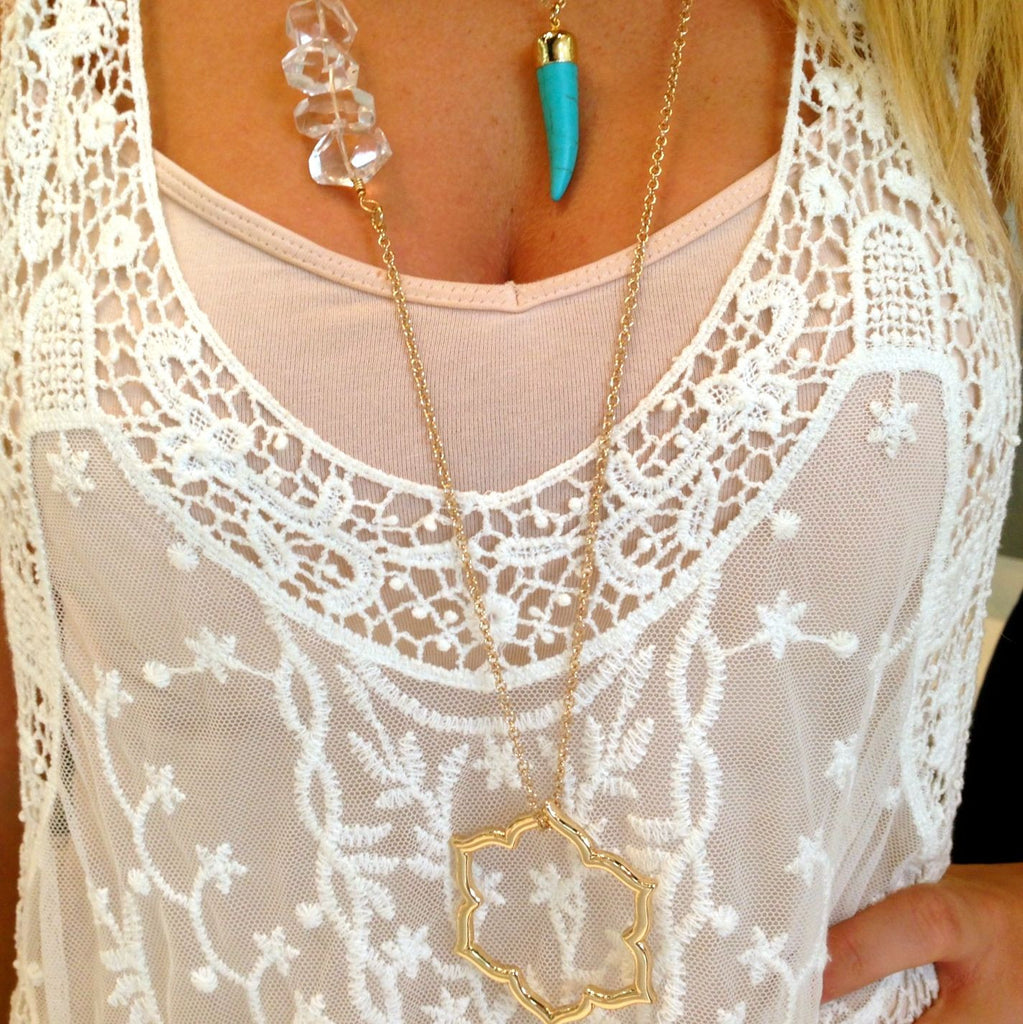 Jordann Jewelry Magnolia Rock Candy & Turquoise Horn Necklace Set
