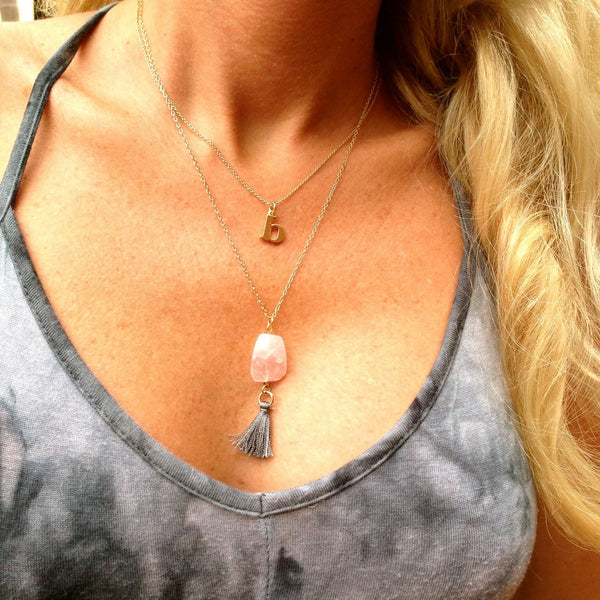 Layered Initial Tassel Necklace