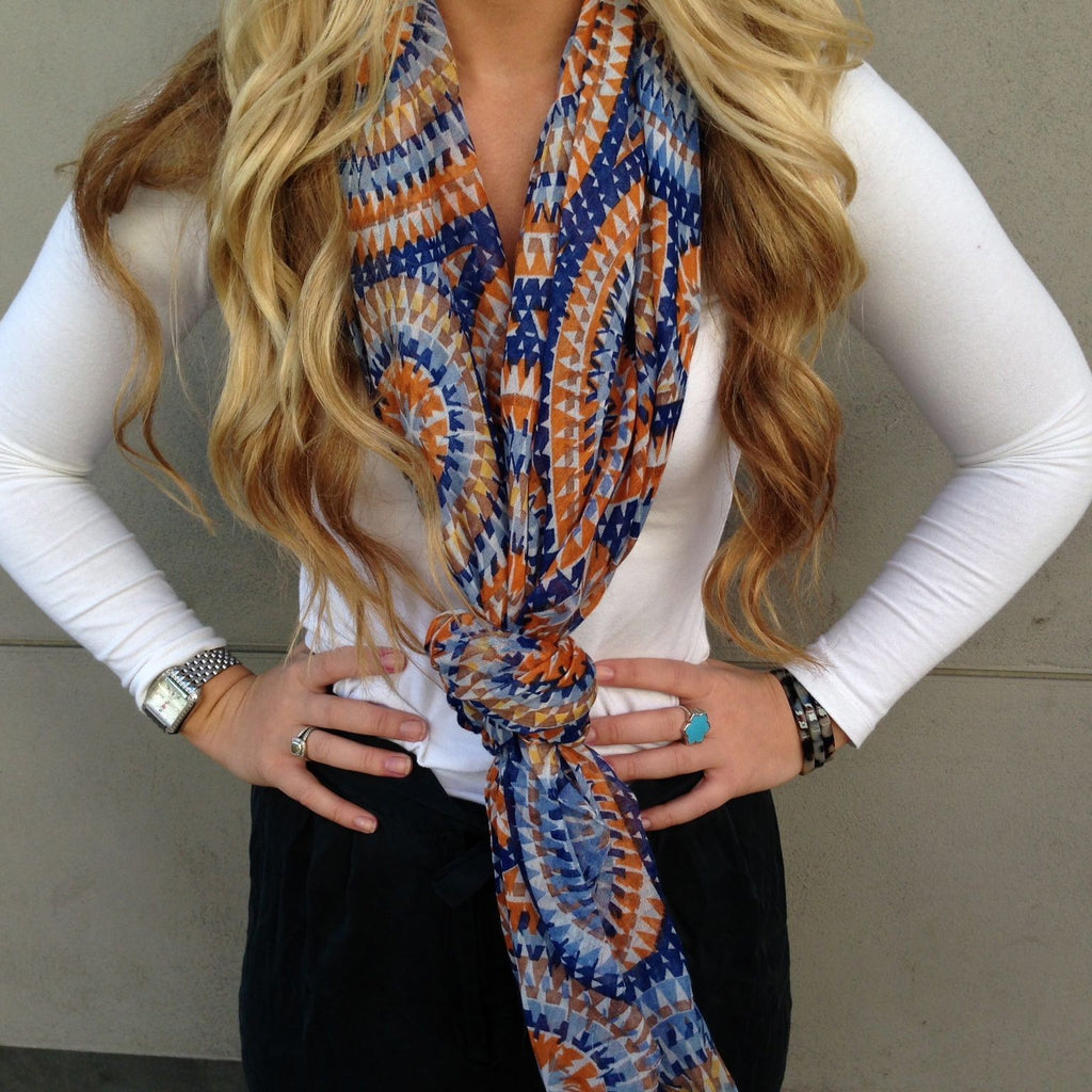 Blue & Rust Drop Scarf
