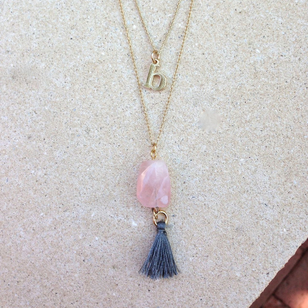 Layered Initial Tassel Necklace