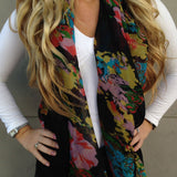 Black Floral Scarf