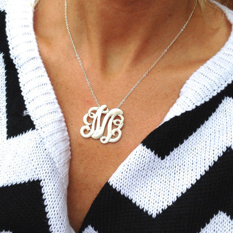 ILJA Lace Initial Necklace - Silvertone
