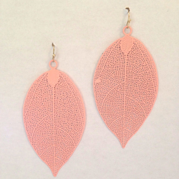 Pink Leaf Earrings