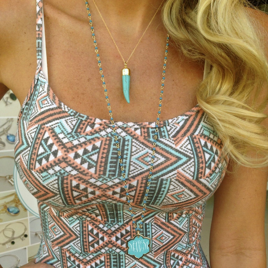 Jordann Jewelry Turquoise Magnolia Beaded Necklace
