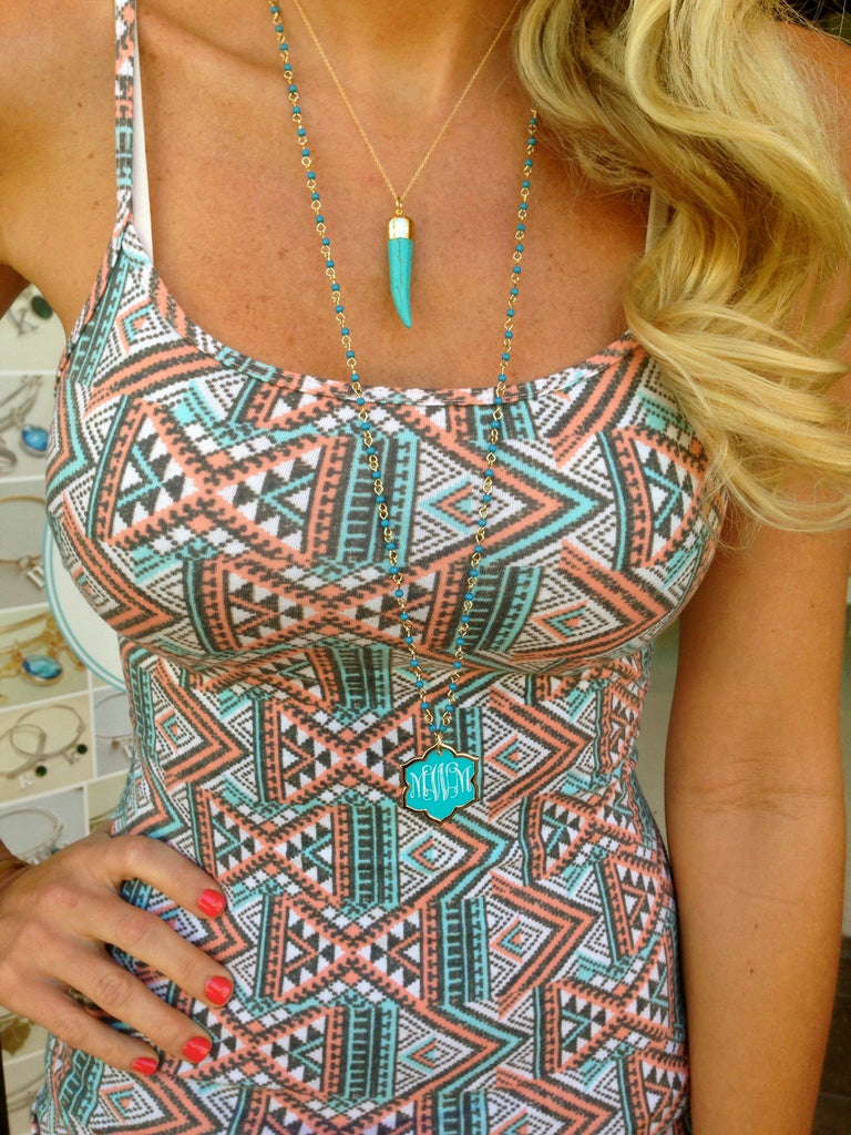 Jordann Jewelry Turquoise Magnolia Beaded Necklace