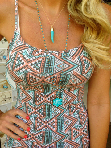 Jordann Jewelry Turquoise Magnolia Beaded Necklace