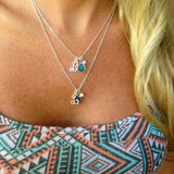 Little Script Initial Birthstone Charm Necklace