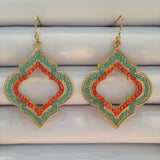 Coral & Teal Marrakech Drop Earrings