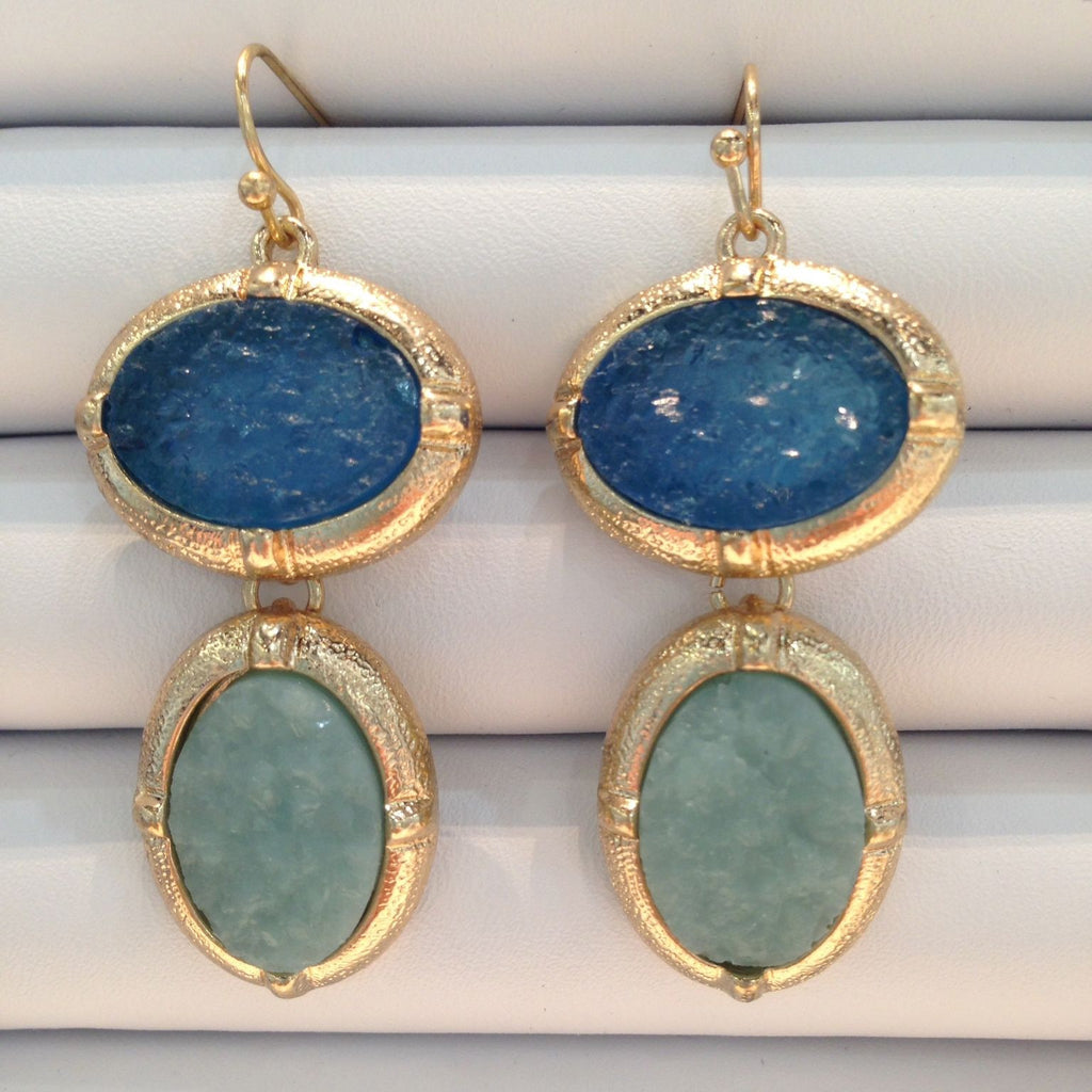 Blue & Teal Druzy Drop Earrings