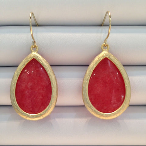 Coral Stone Drop Earrings