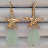 Starfish Minty Seaglass Drop Earrings