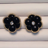 Black Flower Stud Earrings