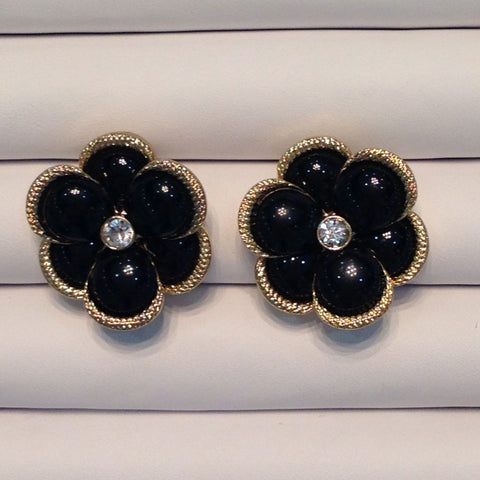 Black Flower Stud Earrings