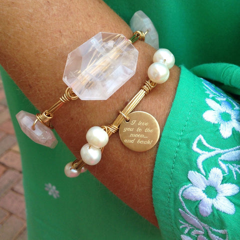 I Love You to the Moon and Back Pretty Pearl Bangle Set