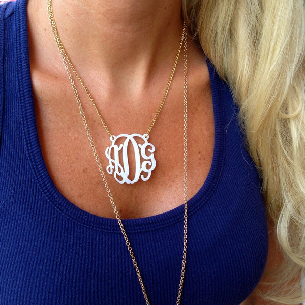 ** SPRING INTO COLOR ** Jordann Jewelry Acrylic Monogram Necklace - 1.6 Inch ** ILJA FAVORITE **