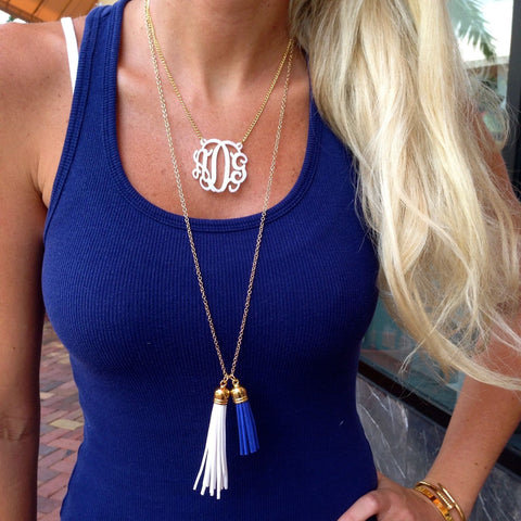 Tasseled Acrylic Monogram Necklace