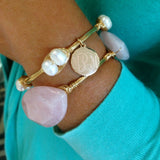 Pretty Pearls & Rose Monogram Bangle Set
