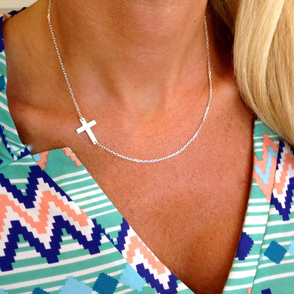 Sideways Cross Necklace