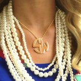 ** SUPER SPECIAL ** Jordann Jewelry Gold Circle Block Monogram Necklace - 1.5 Inch ** ILJA FAVORITE **