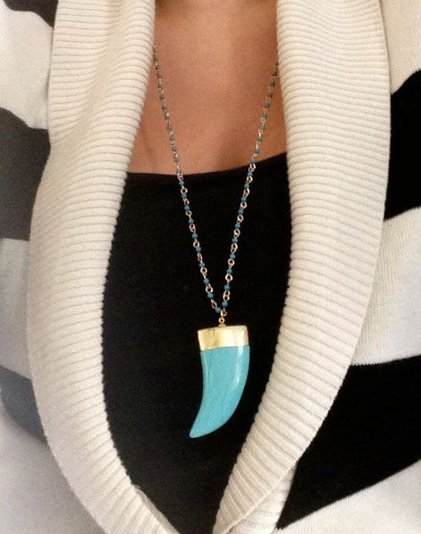 Genuine Turquoise Horn Necklace