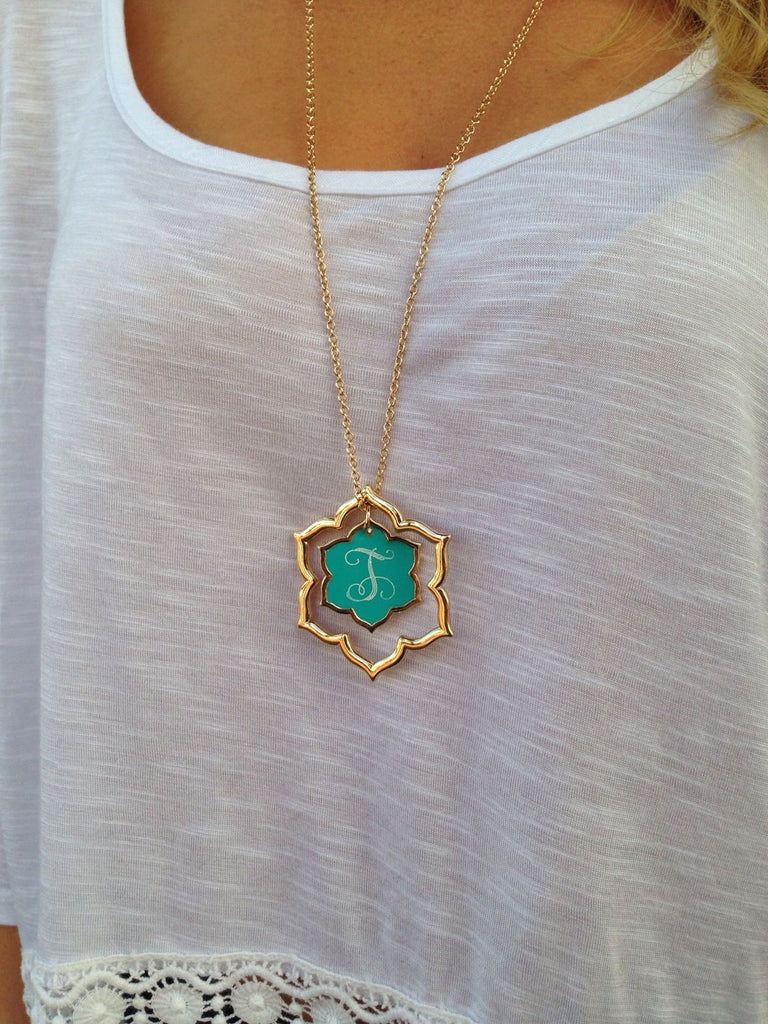 Jordann Jewelry Magnolia Turquoise Enamel Charm Necklace